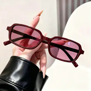 Square Full Frame Retro Multifunctional Casual Women's Fashion Glasses Unisex Daily Wear Street Photography Travel Accessories Burgundy Frame Red Lenses