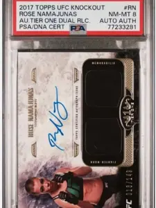 2017 Topps UFC Knockout Rose Namajunas Dual Patch Auto Tier One #/149 (CSC049365)