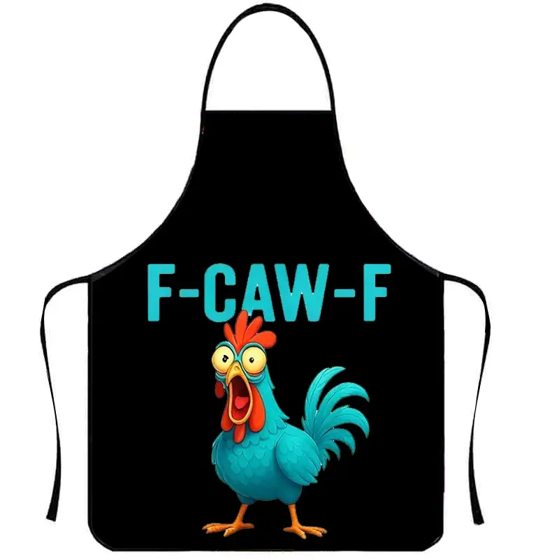 Blue F-CAW-F Pattern Polyester Apron, 1 Count Funny Unisex Cooking Apron, Christmas Gift, Winter Apron for Women,Thanksgiving Gift,Nails Design Tool, Christmas Decorations,Apron for Nail Tech