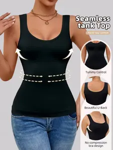 Women's Tummy Control Shapewear Tank Tops Seamless Square Neck Compression Tops Slimming Body Shaper Camisole