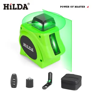 Portable 2-wire 5-wire green high-precision laser level, equipped with remote control, magnetic bracket, manual and automatic leveling mode, sound prompt, installation of wall leveling tool, DIY hanging and painting storage rack, no battery included