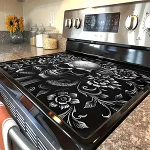 Skull Pattern Kitchen Gas Stove Protector Cover Mat, 1 Count Scratch Resistant & Easy To Clean Grill Mat, Stove Top Protectors for Flat Top Oven Kitchen Appliances Stove Plate