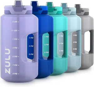 ZULU Goals Large Water Bottle Jug with Time Marker & Handle for All Day Hydration | Silicone Soft Straw with Locking Leak-Proof Lid | for Gym, Camping, Workout, and Outdoors | Bpa-Free | 64Oz, 128Oz Leapfrog Brands