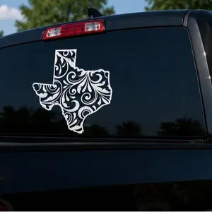 Tooled Leather Texas Sticker