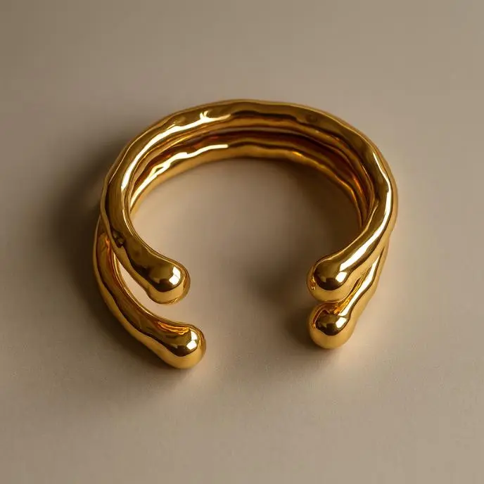 Wavy Boho Cuff Bracelet Minimalist Open Bracelet Everyday Jewelry Gift for Women Chunky Abstract Bangle Trendy Gold Boho Jewelry
