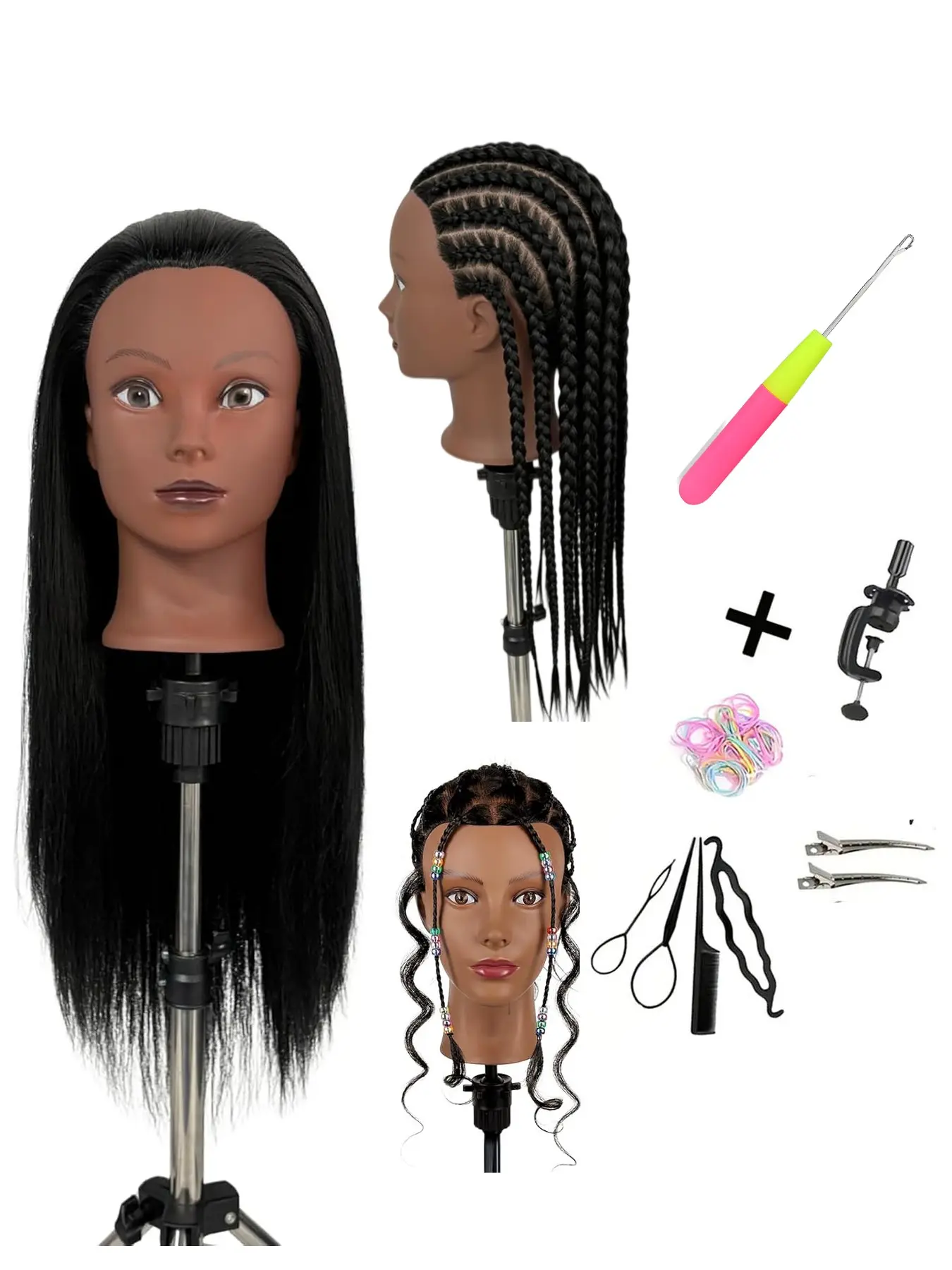24inch Long Hair Mannequin Head, Wig Mannequin, Mannequin Head with Hair, Training Doll Head for Cosmetology Students, Practice Hair Styling