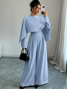 Elegant Dress Pants Set for Adults, Casual Daily Wear, Party, Spring & Fall Fashion, Long Sleeve, Fitted Style, Solid Pattern, Womenswear