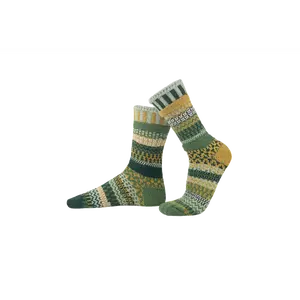 Solmate Socks Fiddlehead Crew Socks - Mismatched, Recycled Cotton, Made in USA