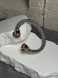 I Slay Mixed Metal Gem Bracelet Up To 9"