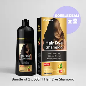 [LIVE EXCLUSIVE] UCHOIZE Hair Dye Shampoo 500ml x2 Bundle – Fast-Acting 5-in-1 Gray Coverage Color Shampoo, Plant-Based Extract Formula for Moisturized, Shiny, Healthy-Looking Hair – Multiple Shades Available