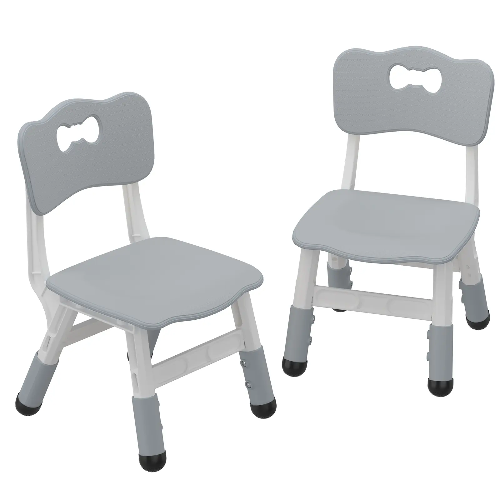 Kids Chair Set of 4, 3 Level Height Adjustable Kid Chair, Plastic Toddler Chairs for Children Boys Girls Age 2-6, Suitable for Home Family Classroom Nursery Indoor Use, Dark Grey