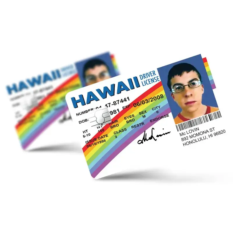 BUY 1 GET 1 FREE - McLovin ID Card Skin, Funny Meme Card Vinyl Sticker, Holographic Credit Card Cover, Sparkly Debit Card Decal