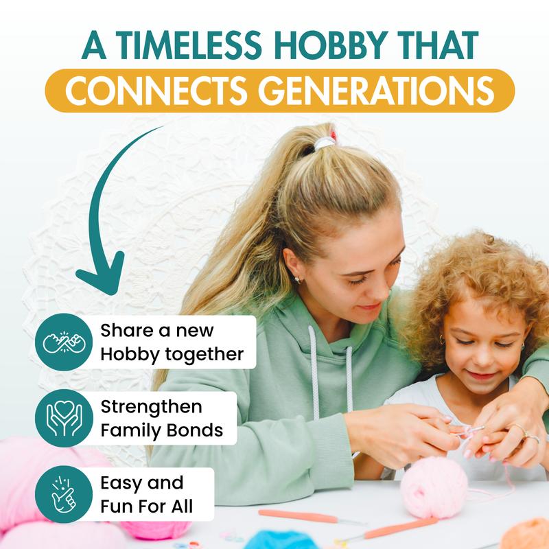 Crochet Kit | Crochet Starter Kit - 72 Pcs with 21 Ergonomic Knitting Hooks, 15 Yarns | Crochet Kit for Beginners |  Perfect for Art & Craft Supplies Handmade Gifts-Crochet kit for beginners-Ideal for Adult & Kids |  All -in-One Crochet Supplies Kit