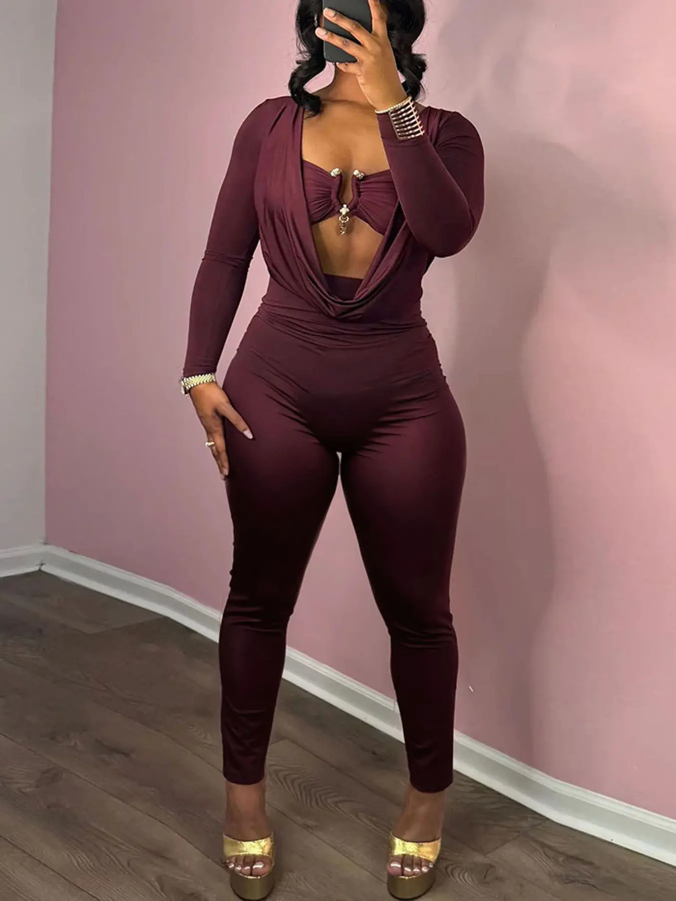 Women's Fall Fashion Sexy Halter Backless Lightweight Breathable Thin Bodycon Jumpsuit Romper, European Style Sleeveless Slim Fit One-Piece, Casual Wear Womenswear