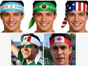National flag headscarf， 2026 Football season,，  Flag Headband - Fan,Multiple countries available， Spectator Cheer Prop Support - Sports Events, Festival Activities, Football Matches, and Daily Wear Sports Cheer Headwear