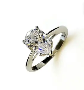 #36 (Pear Cut 2CT) 925 Sterling Silver Synthetic Moissanite Ring