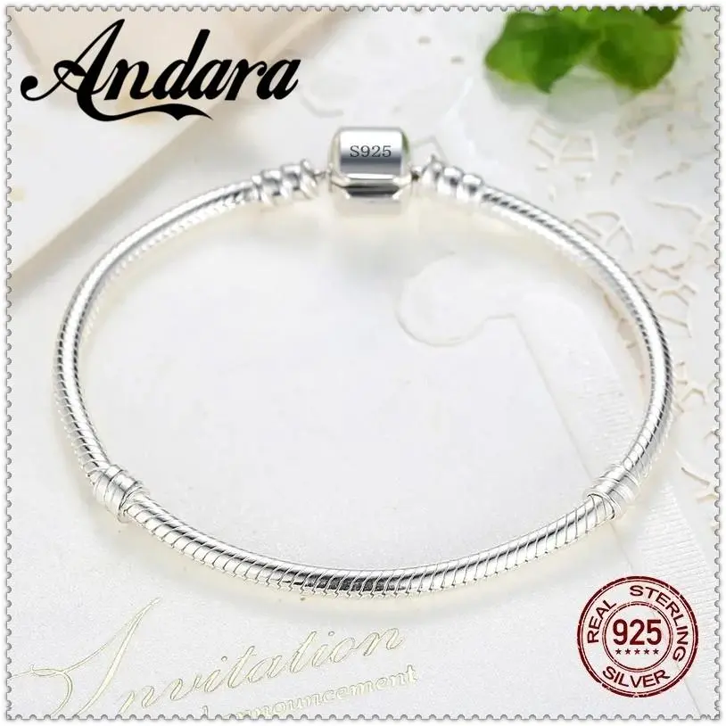 TOP SALE Authentic 100% 925 Sterling Silver 3MM Snake Chain Bangle & Bracelet for Women Luxury Bangle Jewelry 16-23CM