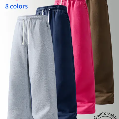 3‑Pack Men Wide Leg Loose Fit Sweatpants, Elastic Waist Baggy Wide‑Leg Sweatpants, Breathable Casual Athletic Pant, Loose Essential Sweatpants, Drawstring Side Pockets, Autumn Winter Gym Outdoor Walk Oversized Plus Size Men’s Casual Loungewear Trousers