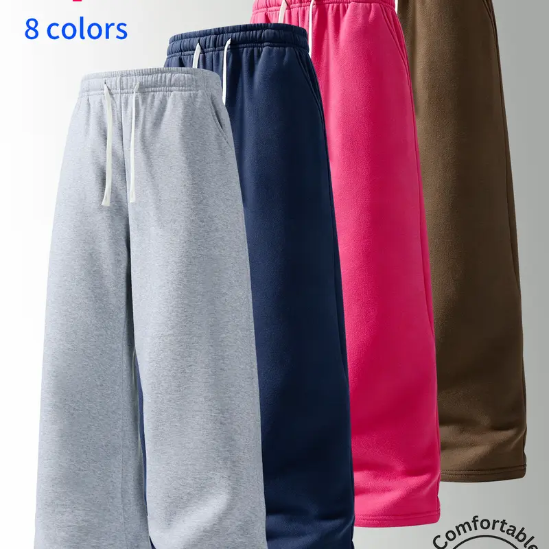 3‑Pack Men Wide Leg Loose Fit Sweatpants, Elastic Waist Baggy Wide‑Leg Sweatpants, Breathable Casual Athletic Pant, Loose Essential Sweatpants, Drawstring Side Pockets, Autumn Winter Gym Outdoor Walk Oversized Plus Size Men’s Casual Loungewear Trousers