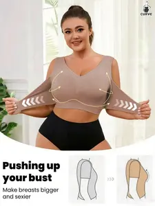 Seamless Adjustable Support Plus Size Women's Bra, Front Snap Closure, Moisture-Wicking, Body-Fitting, Comfortable Minimalist Underwear