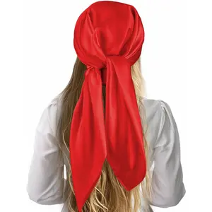 35" Square  Scarf for Women, Large Silk Hair Bandana, Solid Color  Scarves Sleeping  Wraps for Women