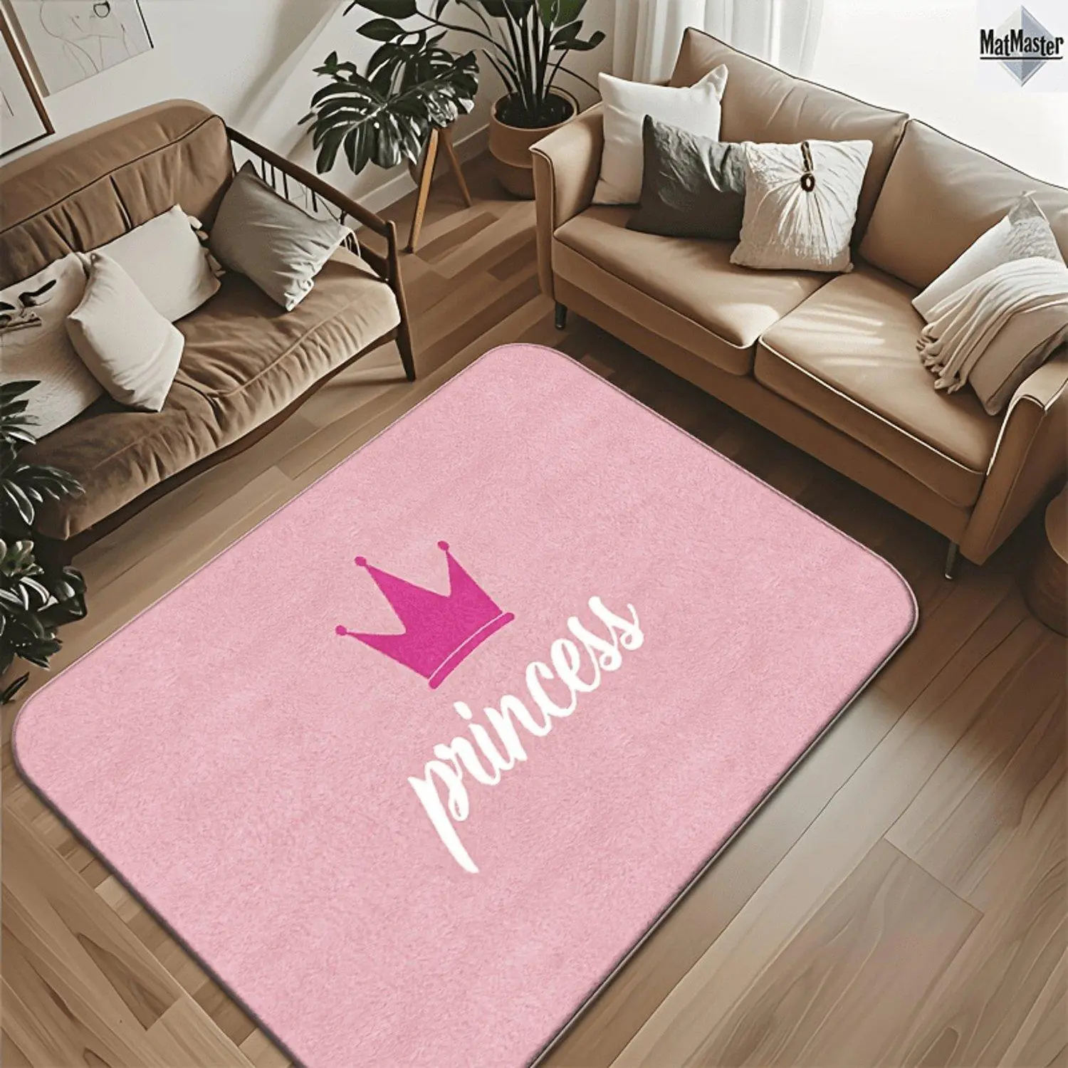 This flannel, Instagram-inspired rug features a pink crown and the word "Princess." Machine-washable, non-slip, thick, lightweight, and ultra-soft, it's perfect for living rooms, bedrooms, hallways, and entryways.