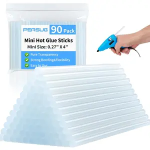 Mini Hot Glue Sticks, Clear Glue Gun Sticks for Metal, Wood, Glass DIY Art Craft & School Projects Craft, Bond (90 Pcs 4" X 0.27")