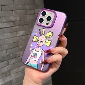Painted and cartoonized 90s girl phone cases for iPhone 17 16 15 14 13 12 11 PRO MAX PLUS AIR and iPhone 16E AIR XR XS MAX 7 8 Plus Series Mobile Case with shock-resistant matte back cover.