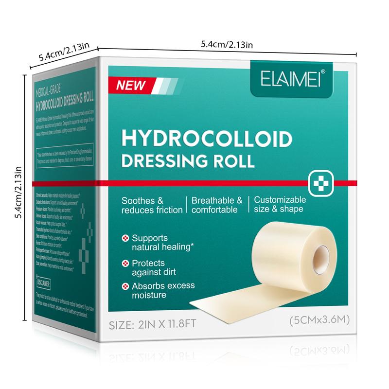 Elaimei Hydrocolloid Bandage 5cmx3.6m, Wound Healing Patch, Prevents Dirt, Reduces Friction, Breathable Comfort, Protects Skin, Medical Accessories, Aid