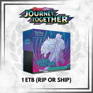Pokemon TCG Scarlet & Violet Journey Together Elite Trainer Box Deluxe Booster Pack Sealed Trading Card with 9 Packs 1 Promo Card 65 Sleeves 45 Energy Cards 1 Player Guide 1 Damage Counter Dice 1 Coin Flip Die 2 Condition Markers 1 Box 4 Dividers