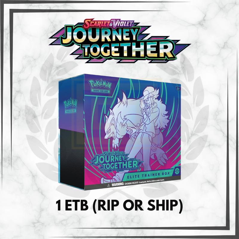 Pokemon TCG Scarlet & Violet Journey Together Elite Trainer Box Deluxe Booster Pack Sealed Trading Card with 9 Packs 1 Promo Card 65 Sleeves 45 Energy Cards 1 Player Guide 1 Damage Counter Dice 1 Coin Flip Die 2 Condition Markers 1 Box 4 Dividers