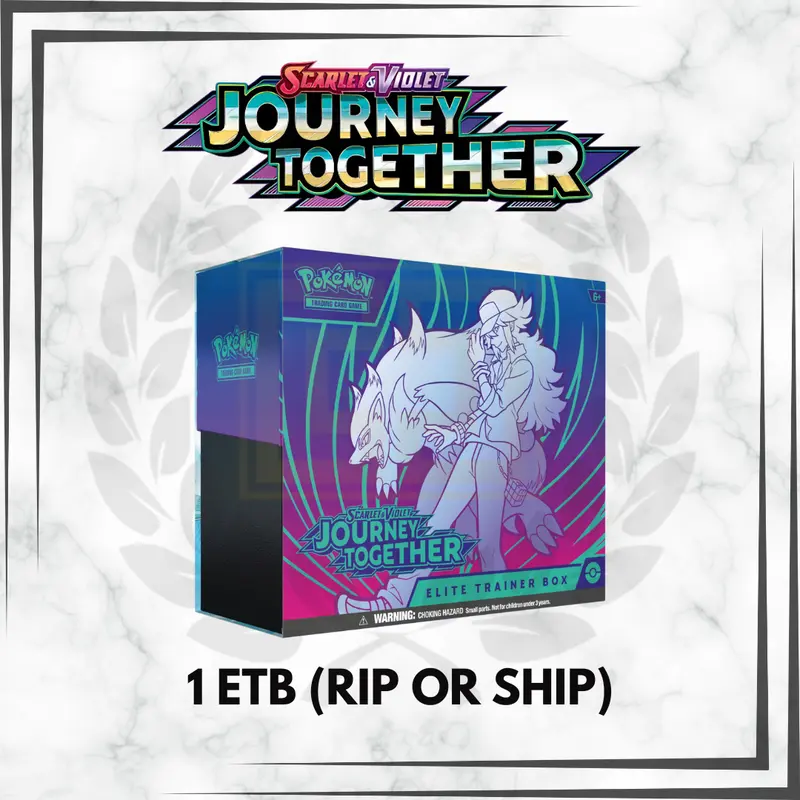 Pokemon TCG Scarlet & Violet Journey Together Elite Trainer Box Deluxe Booster Pack Sealed Trading Card with 9 Packs 1 Promo Card 65 Sleeves 45 Energy Cards 1 Player Guide 1 Damage Counter Dice 1 Coin Flip Die 2 Condition Markers 1 Box 4 Dividers