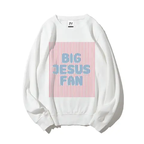 Women's Retro 'Jesus Fan' Graphic Sweatshirt - Oversized Comfy Cotton Pullover, Longsleeves, Round Neck Women's Clothing, Athletic Fabrics, Comfy College Clothes, Everyday Wear Birthday Gift, Basics, Digital Print