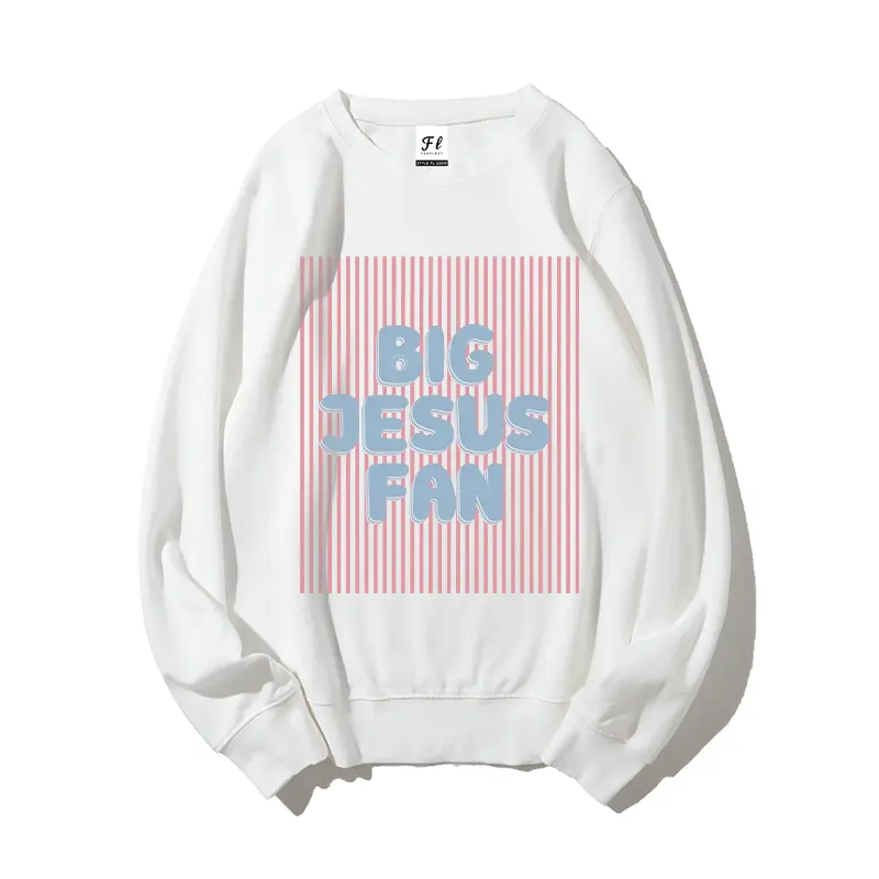 Women's Big Jesus Fan Graphic Print Oversized Long Sleeve Crewneck Sweatshirt - Comfortable Fabrics Christian Faith Casual Pullover for Birthday, Everyday Wear