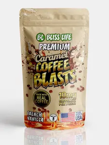 Bliss Life Premium Caramel Coffee Blasts – French Vanilla | Real Coffee Candy | 10mg Caffeine Per Piece | 2 oz