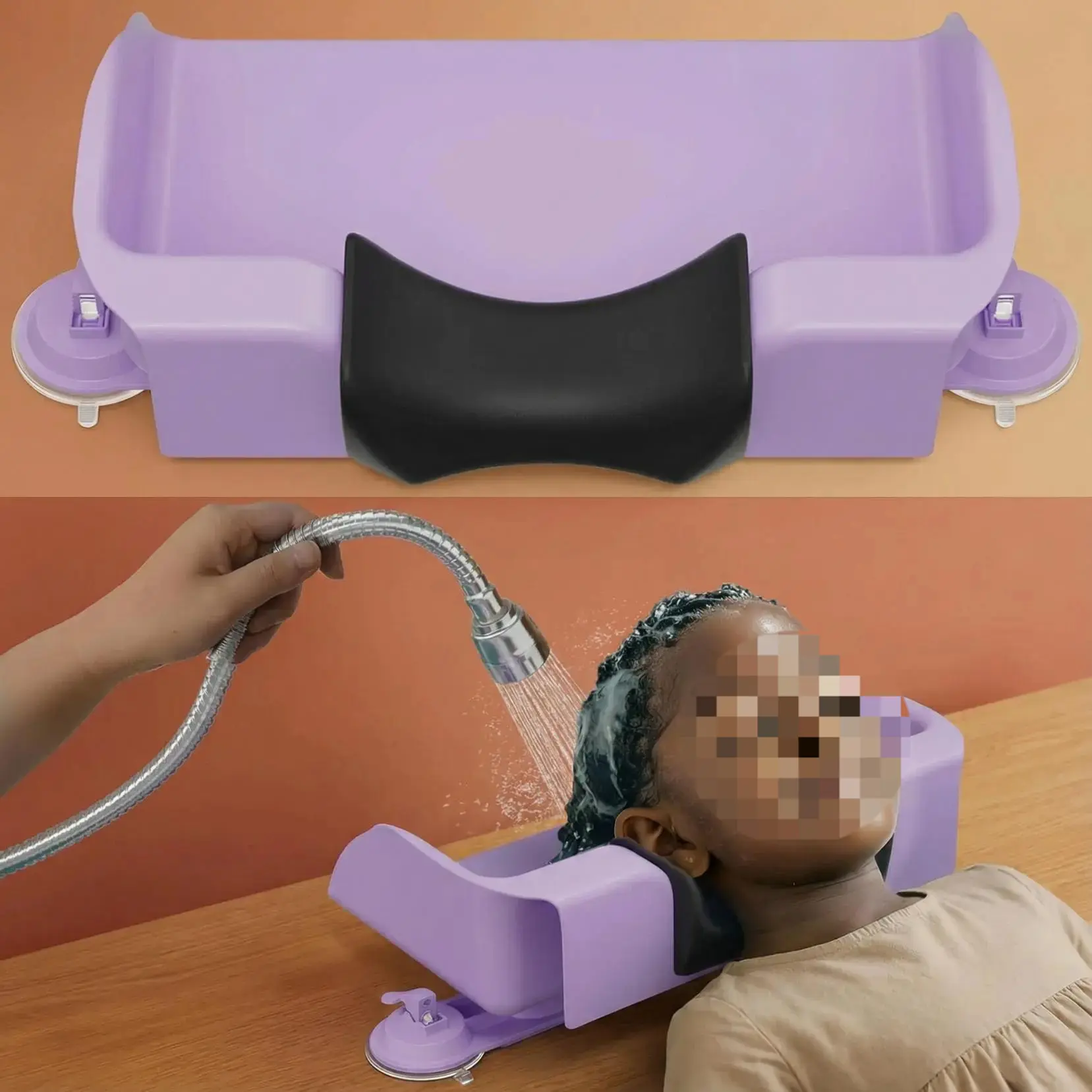 Portable Non-Woven Plastic Shampoo Bowl with Ergonomic Neck Support - Unisex Hair Washing Station for Elderly - Space-Saving Bathroom Wash Tub for Tear-Free Rinse Home Use