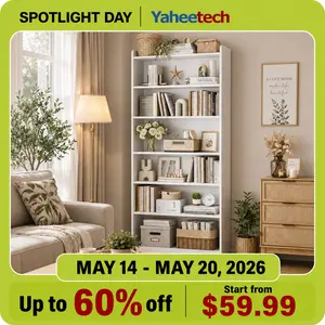 Yaheetech 6/7 Tier Open Shelf Bookshelf, Modern Simple Tall Bookcase with Top Open Compartment for Office, Study, Living Room summervibes