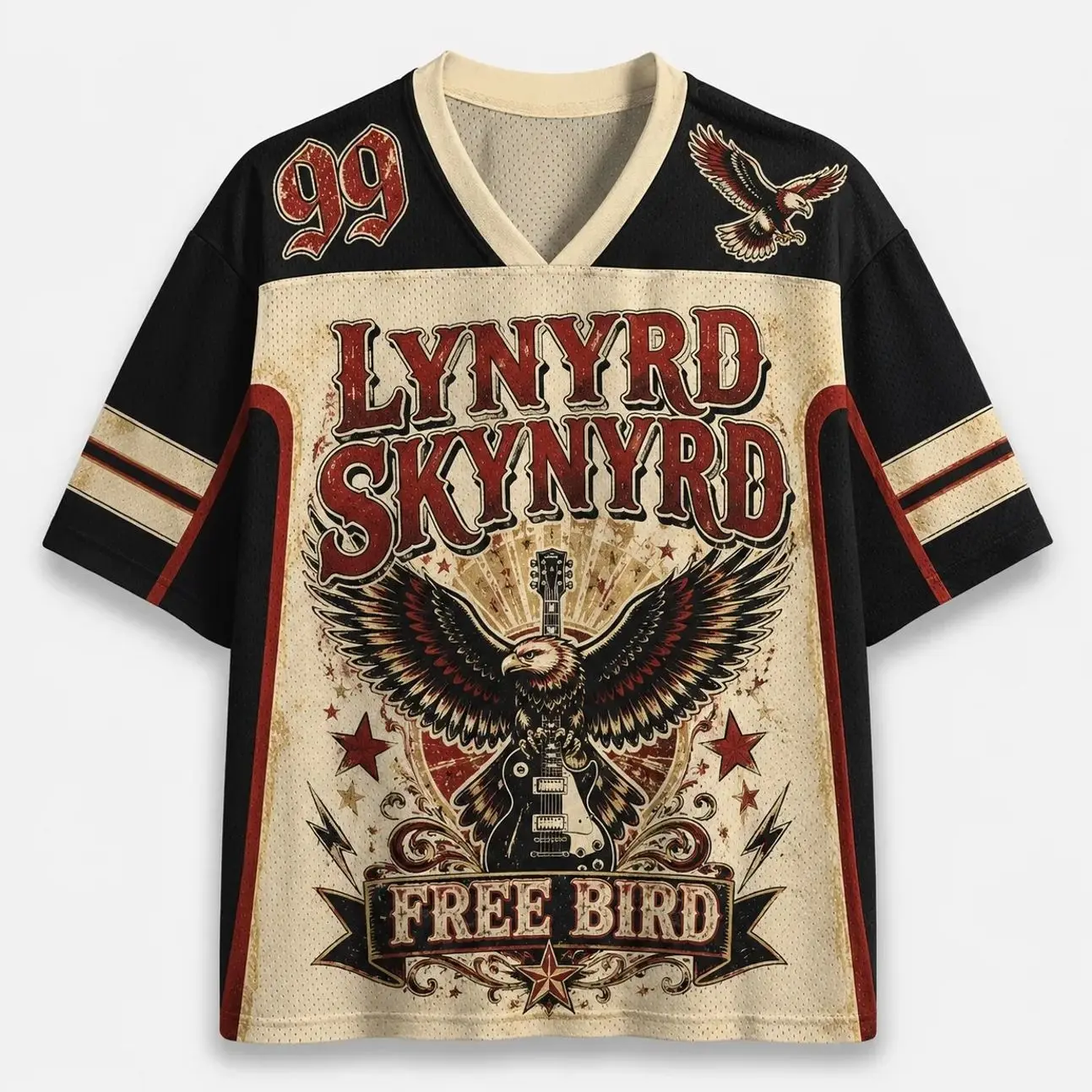 Lynyrd Skynyrd Free Bird Southern Rock Graphic Jersey Shirt Vintage Sports Mesh Fan Apparel VUS