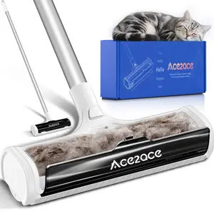 ACE2ACE Carpet Roller for Pet Hair Reusable Large Lint Rollers 5 Feet Long Handle No Bending No Kneeling Cat Dog Hair Remover for Carpet Rugs Mats Couches with Extra-Large Storage Capacity and Thicker Aluminum Handle