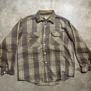 True Vintage 1950s 1960s Brown Plaid Shirt Flannel