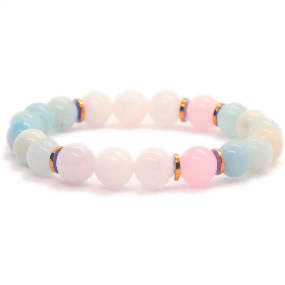 SELF LOVE Gemstone Bracelet for Empaths 8mm Rose Quartz Amazonite & Moonstone Crystal Protection Self Care Empowerment