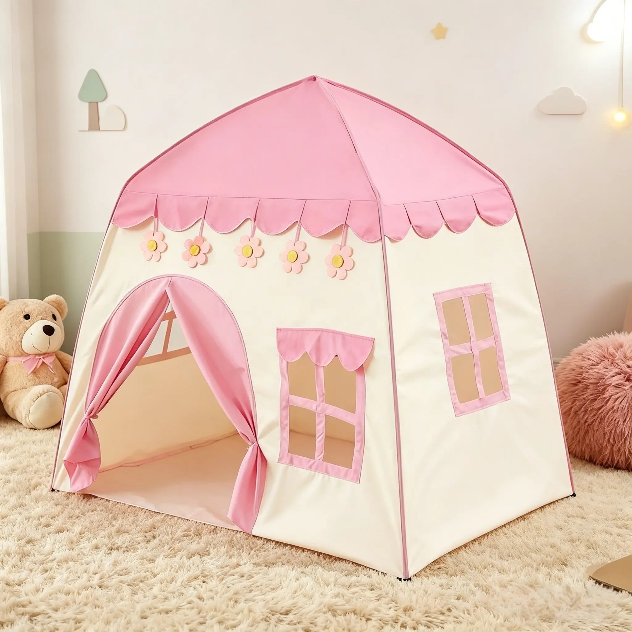Outdoor Fun Kids Play Tent, Castle Washable Playhouse for Boys Girls, Portable Play House, Portable Play Area, Secret Base & Sleep Tent, Beach Party Toy, Ideal Birthday & Holiday Gift, No Accessories & Lights, Outdoor Play Equipment