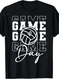 Game Day Volleyball T-Shirt.jpgSame style for men and women   summer short-sleeved printed T-shirt pure 220G