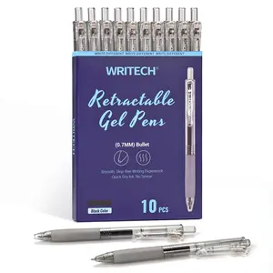 Writech Retractable Gel Pens,10ct  0.7mm Medium Point Black-Ink Color Pen for Journaling Smooth Writing Fine Tip Quick-dry Ink No Bleed