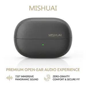 MISHUAI MS MP10 Clip-On Bluetooth earbuds, Premium Bass heavy headphones with 360° Sound, Open ear earbuds with Mic, Super Long battery life earbuds, Waterproof wireless earbuds ideal for Workout earbuds & Gaming earbuds