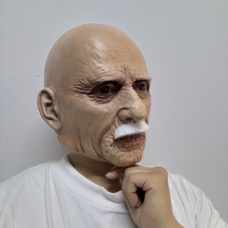 Old Man Mask, Bald Geezer Mask, Funny Man Face Cover, Realistic Mask, Halloween Party Supplies, Masquerade Props, Roleplay Ornament #TOP PICKS