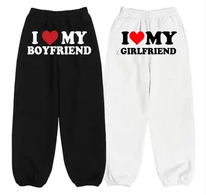 I Love My Girlfriend/Boyfriend Sweatpants, Cute Couple Loungewear, Boyfriend Gift Joggers, Comfy Matching Relationship Pants, Couple Sweatpants, Trendy Top Sweatpants,Unisex Cotton Graphic Casual Sweatpants,Gift For Lover,Couple,Men and Women,Best Gift SS