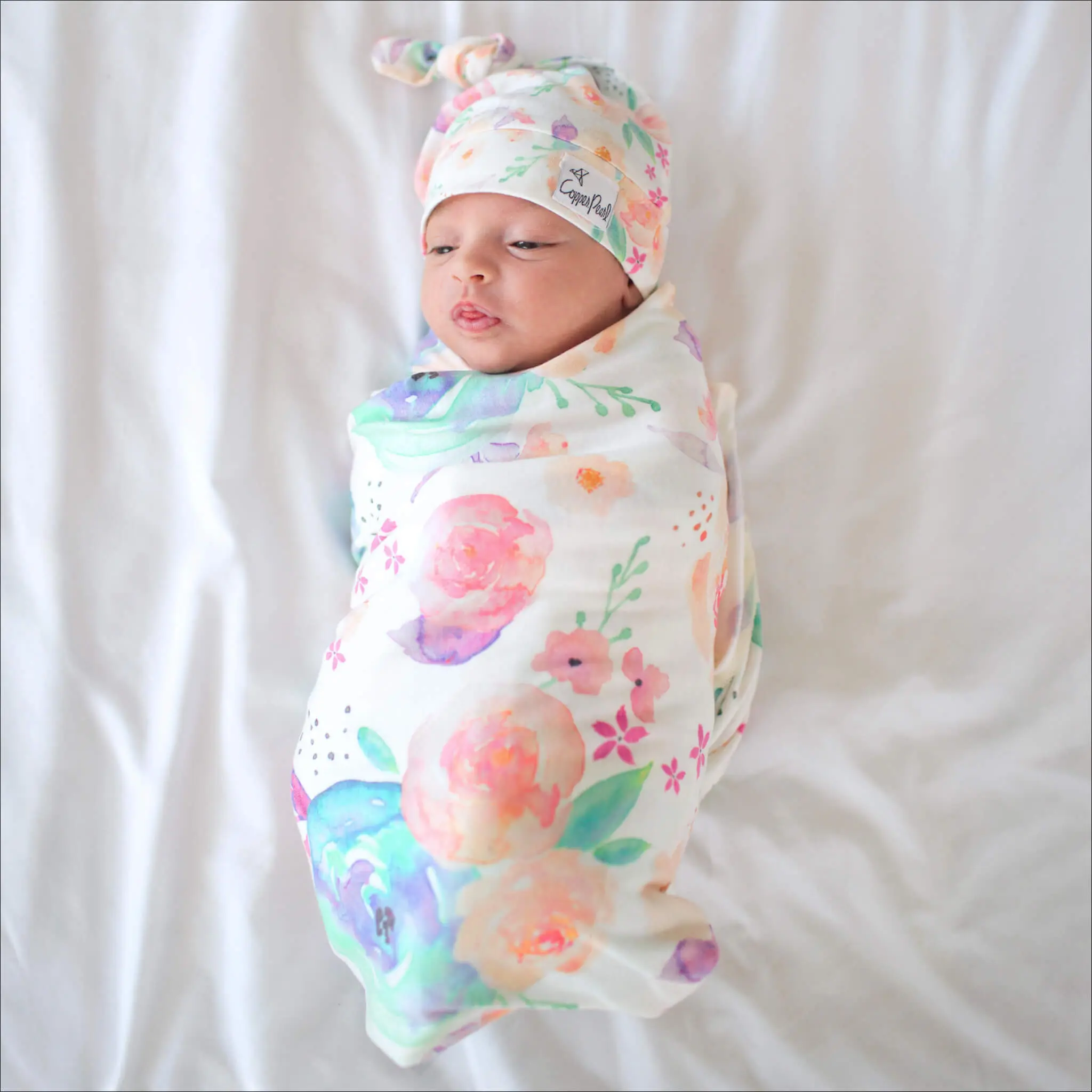 Copper Pearl Knit Swaddle Blanket-Bloom | Lightweight & Breathable Baby Blanket | Premium Stretch Knit | Newborn Essential