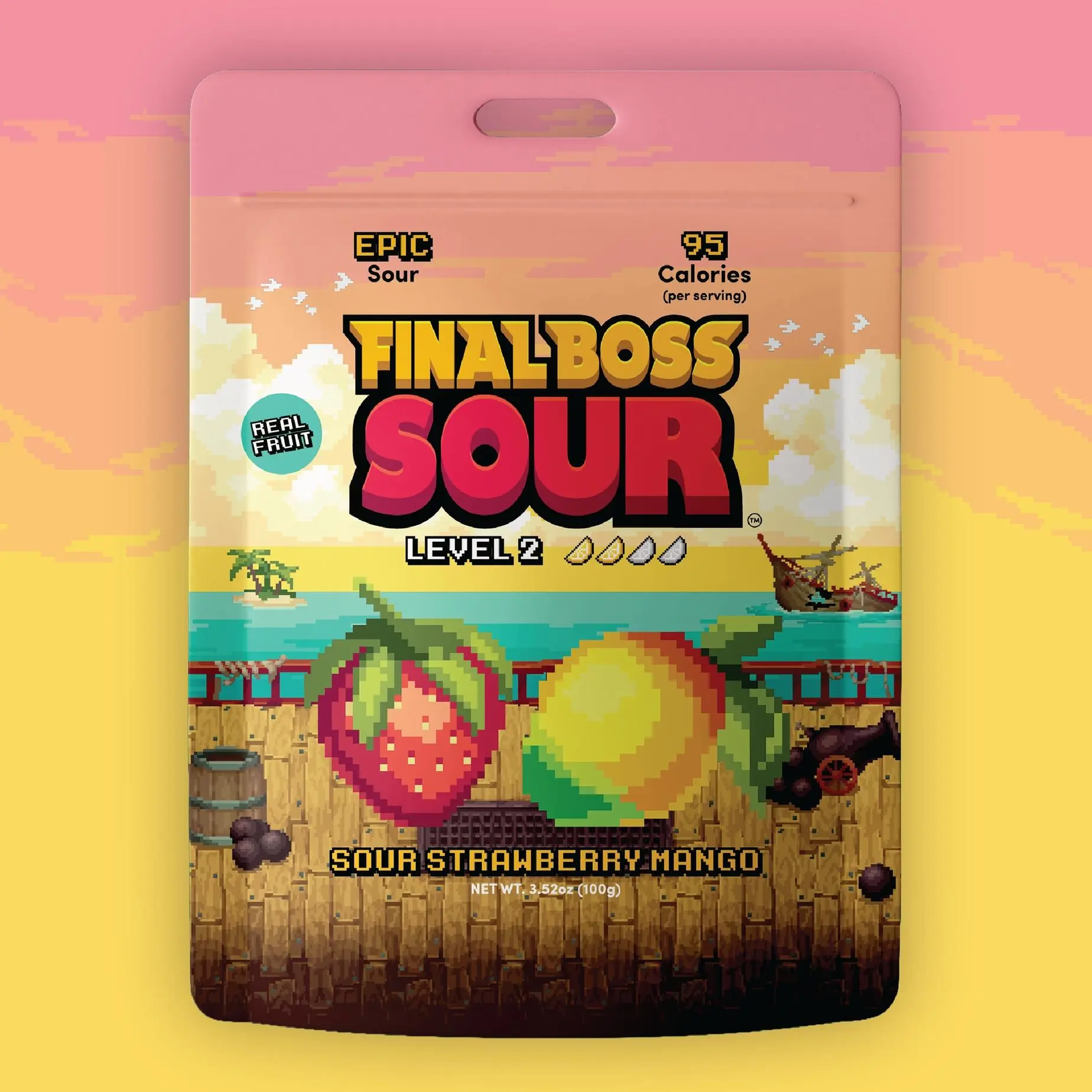Final Boss Sour - Level 2 Strawberry x Mango - Real Fruit Sour Candy