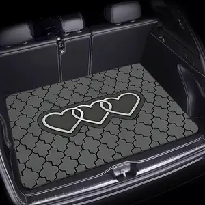 Brand Name Universal Fit Heart Print Trunk Liner, All-Weather Durable Car Cargo Mat, Non-Slip Waterproof Trunk Protector for SUV & Sedan, Romantic Style Interior Floor Mat, Scratches & Dirt Resistant Rear Mat